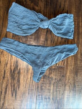 Indah Bandeau Swim Set in Slate Blue